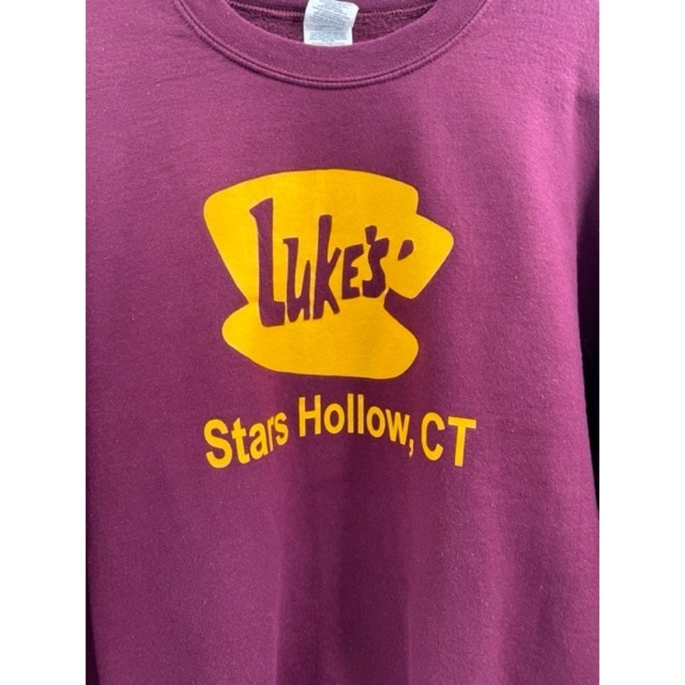 Gilmore Girls Maroon Lukes Diner Graphic Crewneck Sweatshirt XL Fleece Y2k - Picture 2 of 7